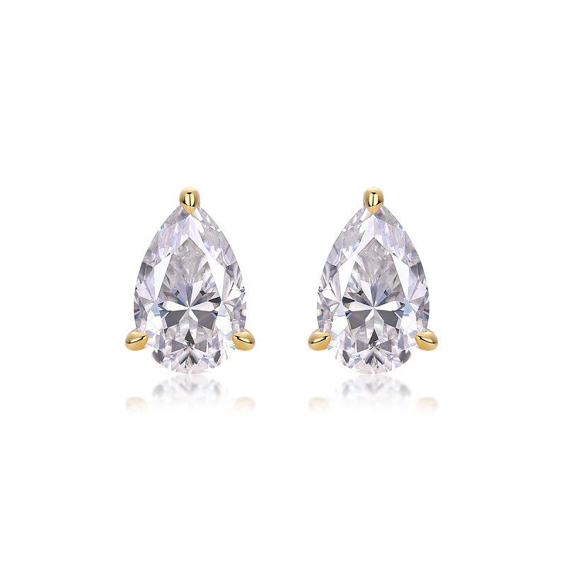 Water Drop Moissanite Earrings 925 Sterling Silver 18k Gold Plated Stud Earrings - Rhyme - and - Chain