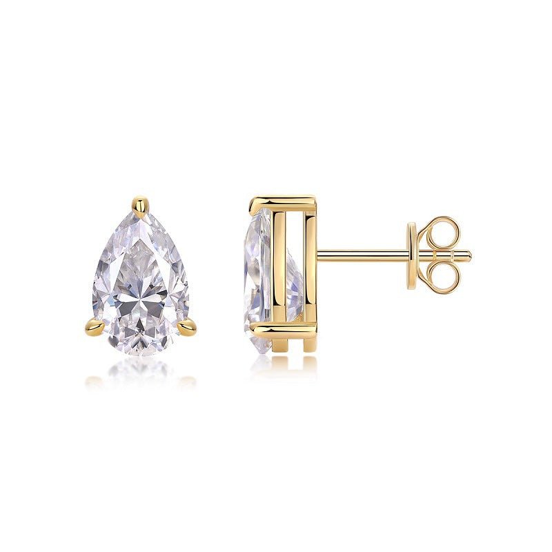 Water Drop Moissanite Earrings 925 Sterling Silver 18k Gold Plated Stud Earrings - Rhyme - and - Chain