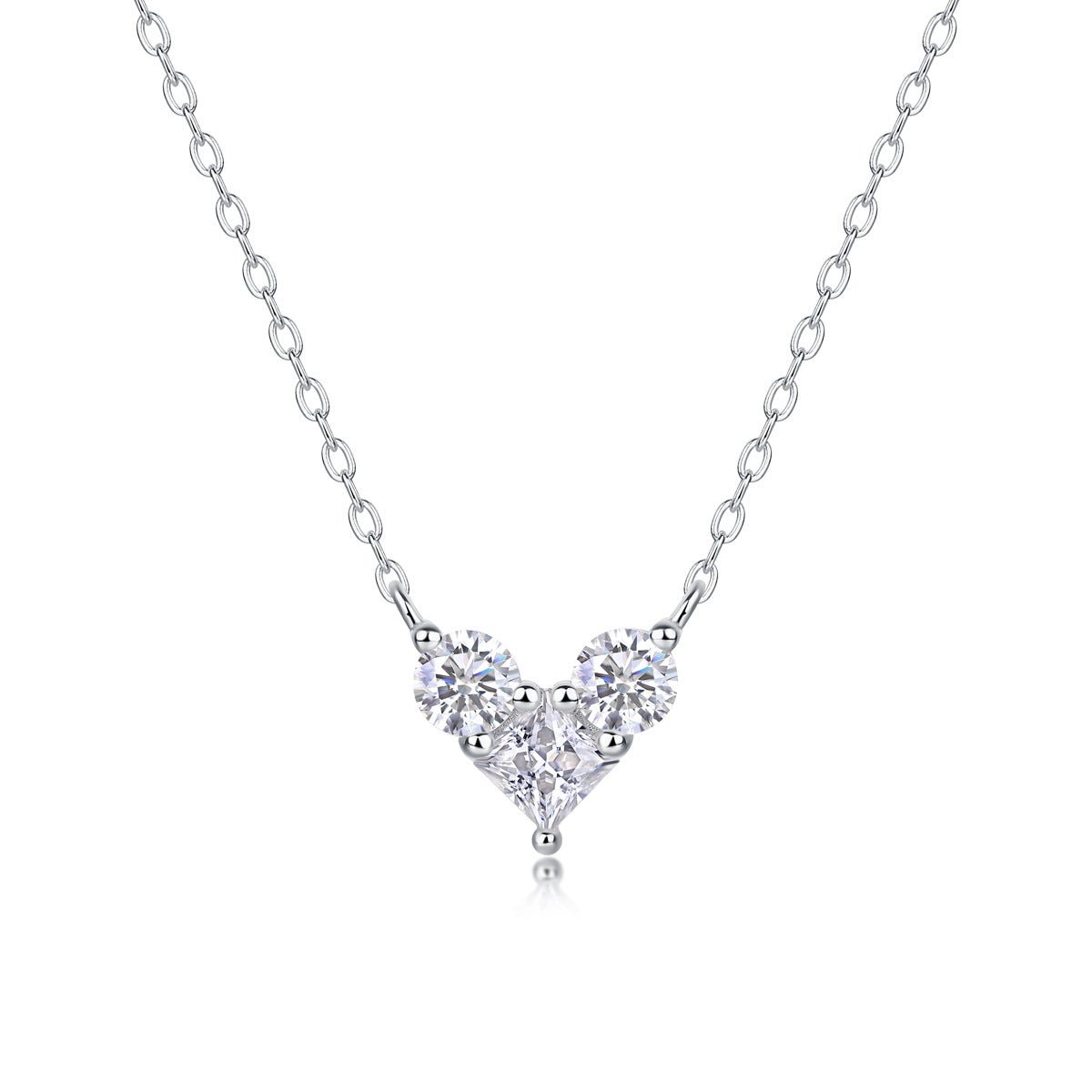 Whispering Heart Moissanite Silver Necklace - Rhyme - and - Chain