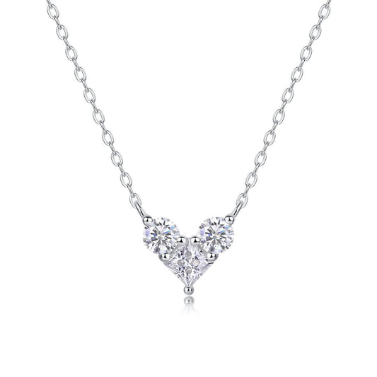 Whispering Heart Moissanite Silver Necklace - Rhyme - and - Chain