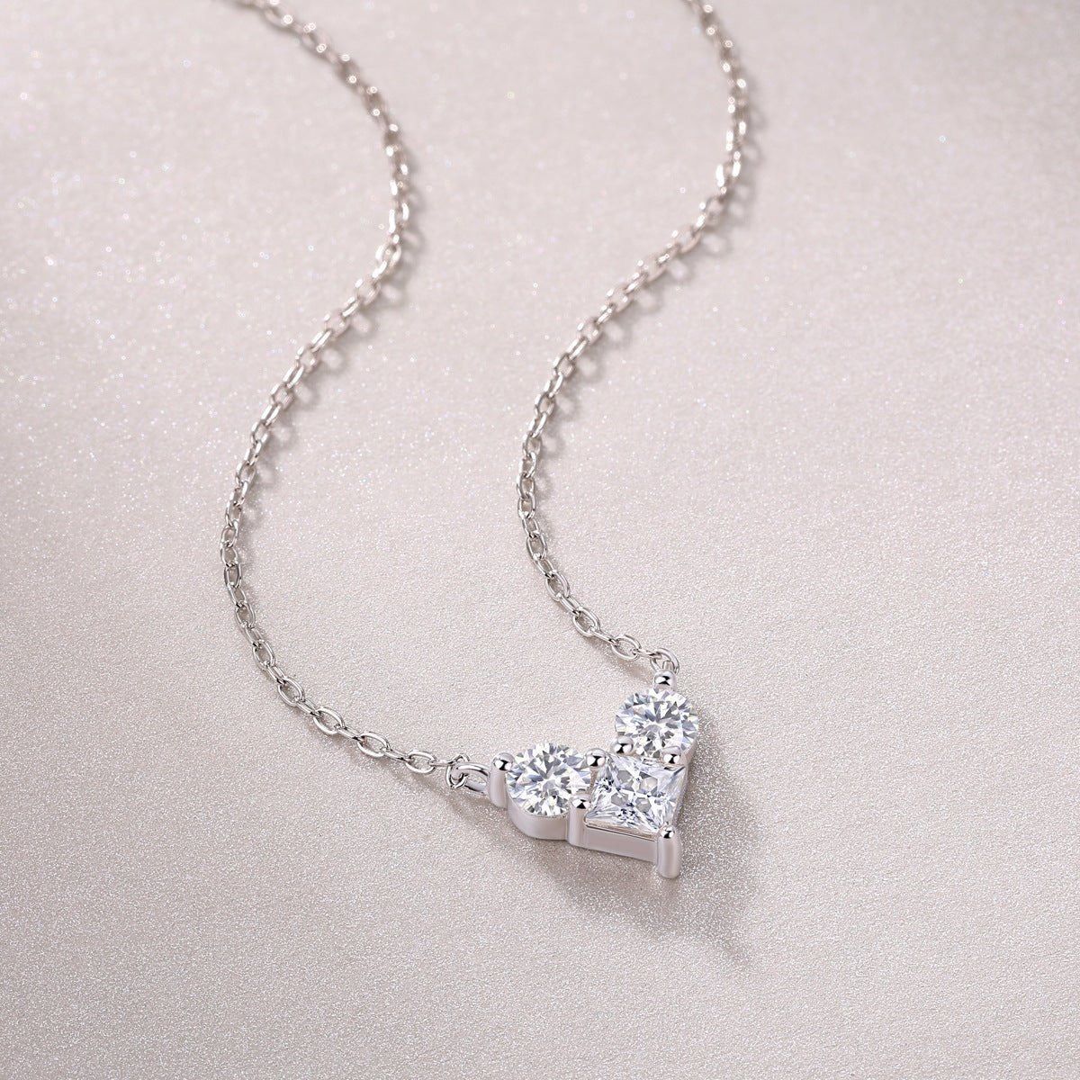 Whispering Heart Moissanite Silver Necklace - Rhyme - and - Chain