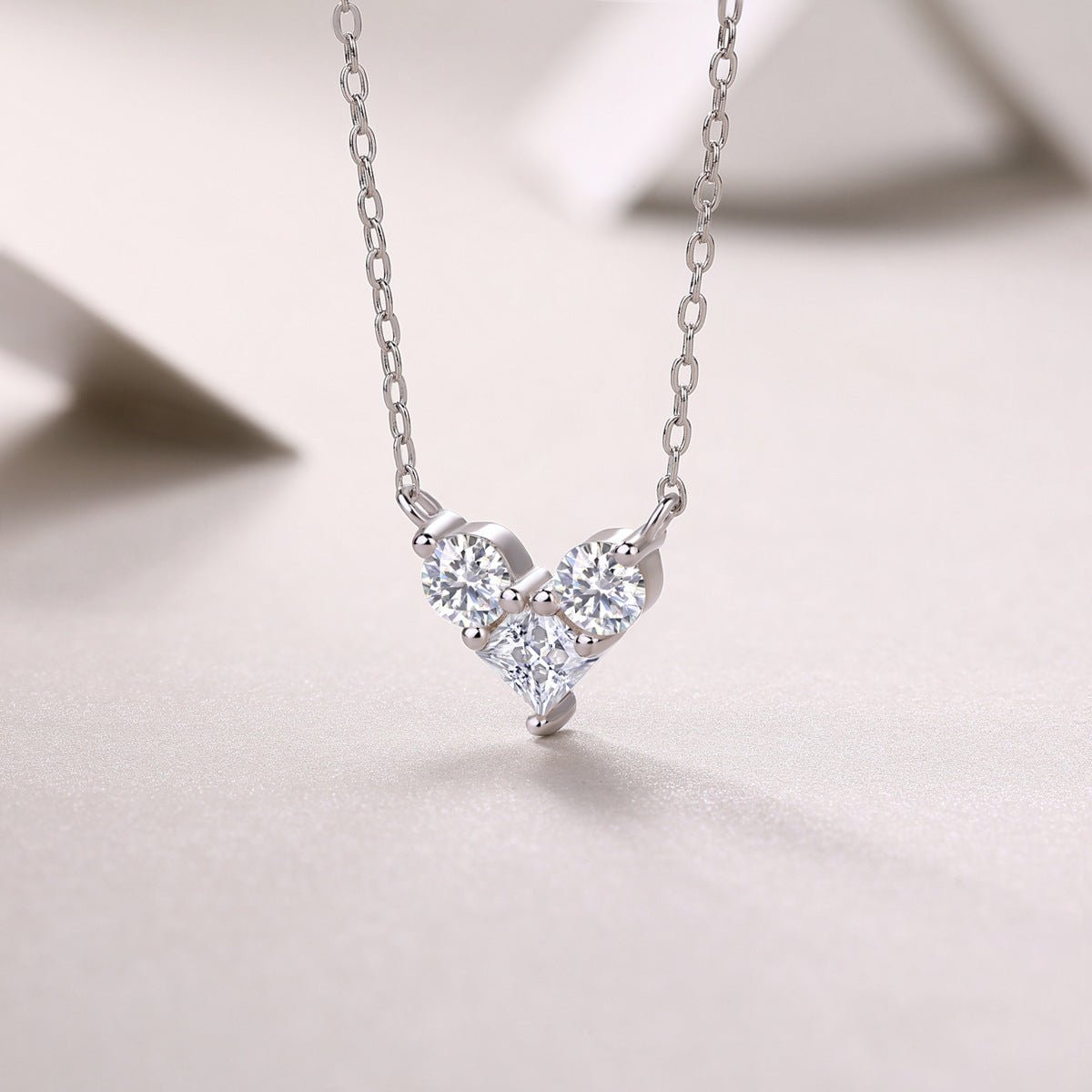 Whispering Heart Moissanite Silver Necklace - Rhyme - and - Chain