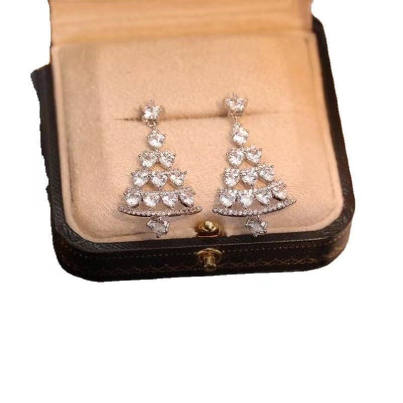 Women's High - quality Silver Needle Christmas Tree Earrings - Rhyme - and - Chain