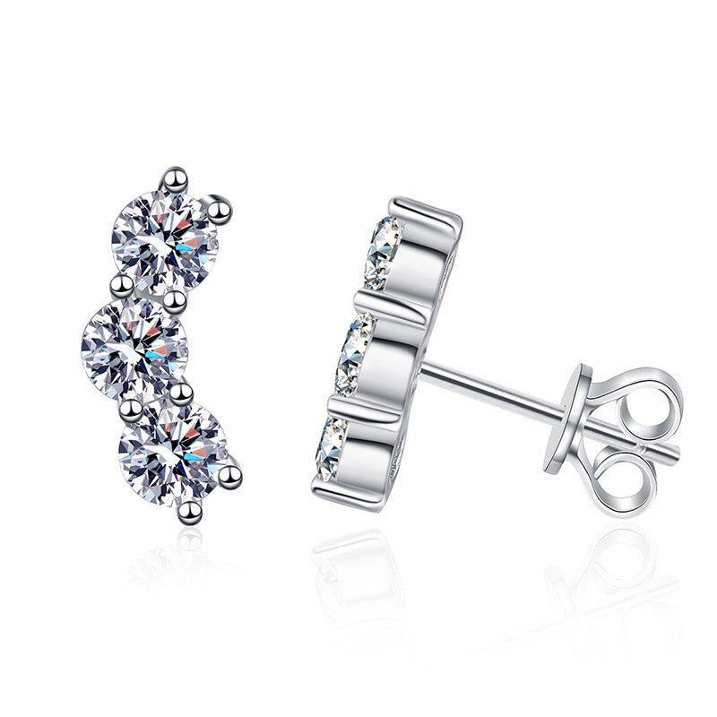 Women's Moissanite S925 Sterling Silver Stud Earrings - Rhyme - and - Chain