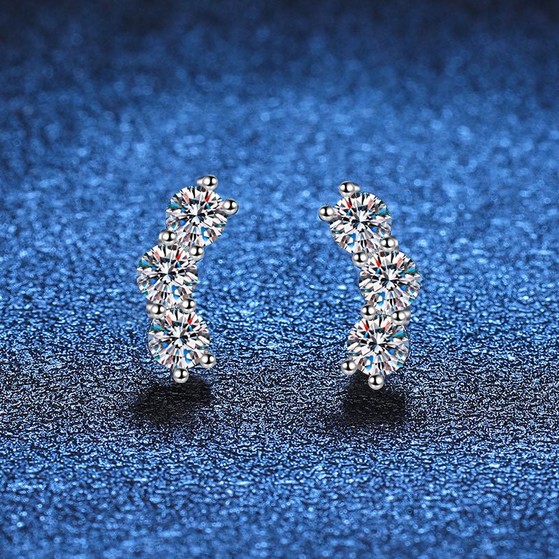 Women's Moissanite S925 Sterling Silver Stud Earrings - Rhyme - and - Chain