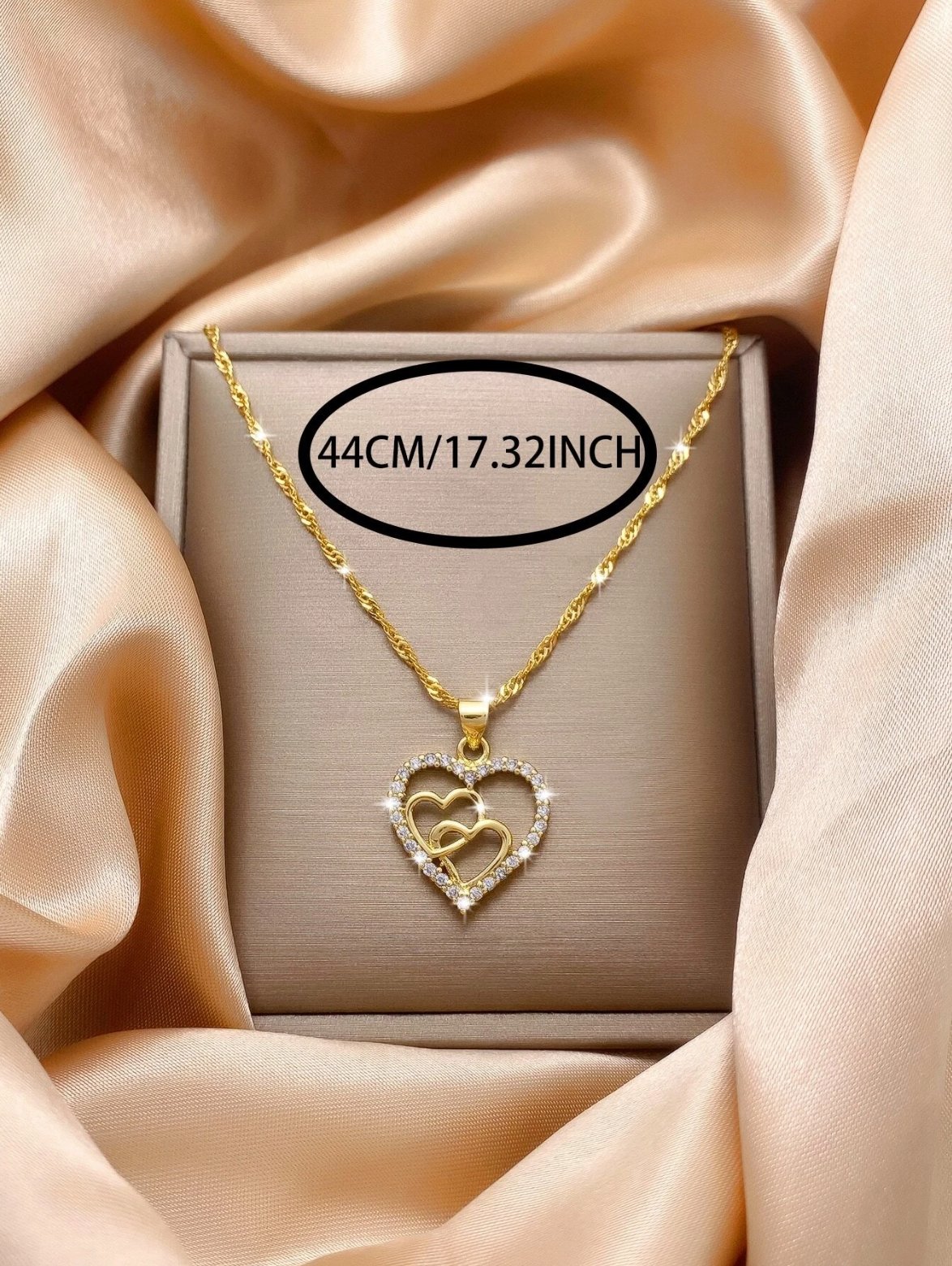 Womens Necklace Heart Pendant Stainless Steel Chain 18k Gold Plated Jewelry Gift - Rhyme - and - Chain