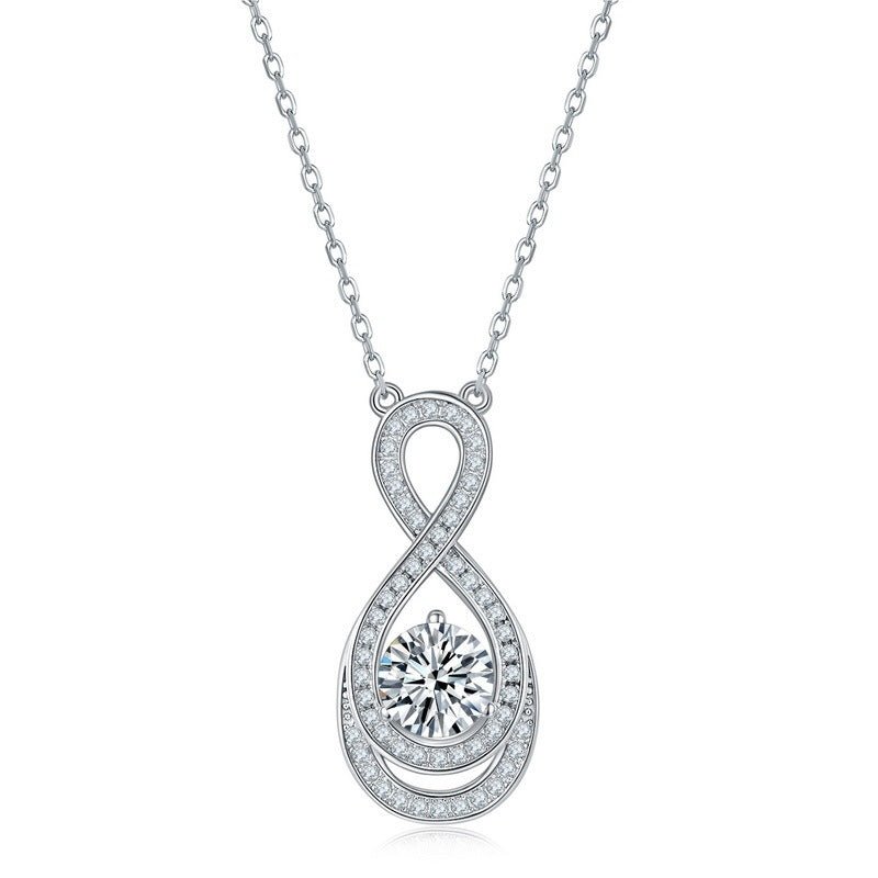 Women's S925 Silver Diamond 8 - shaped Moissanite Chain Clavicle - Rhyme - and - Chain