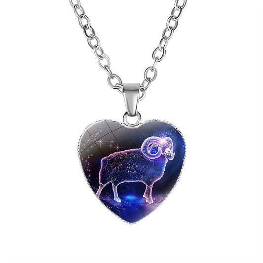 Women's Zodiac Heart Pendant Necklace - Rhyme - and - Chain